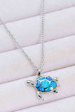 Opal Turtle Pendant Chain-Link Necklace