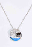 Opal and Zircon Wave Pendant Necklace